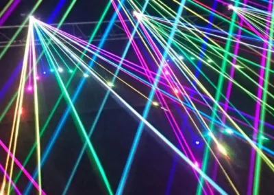 Elegant stage decorated with soft lighting and drapes